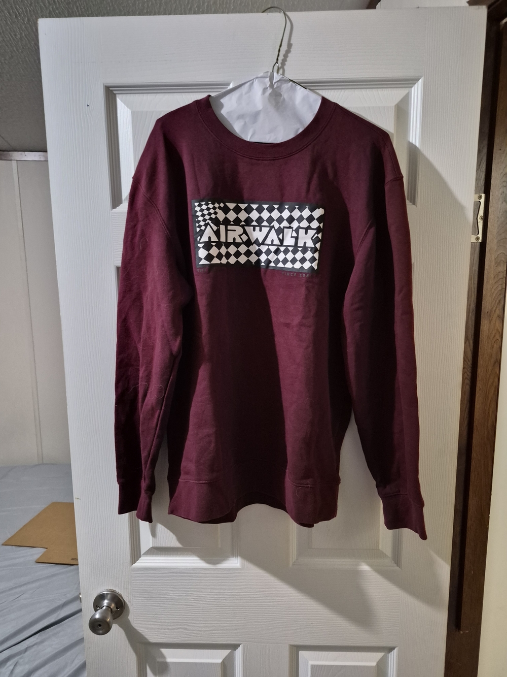 Airwalk Maroon Crewneck Sweatshirt with Checkerboard Logo